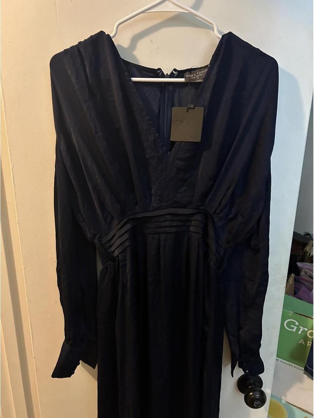 NWT Dress Forum navy blue dress with elastic waist, size S